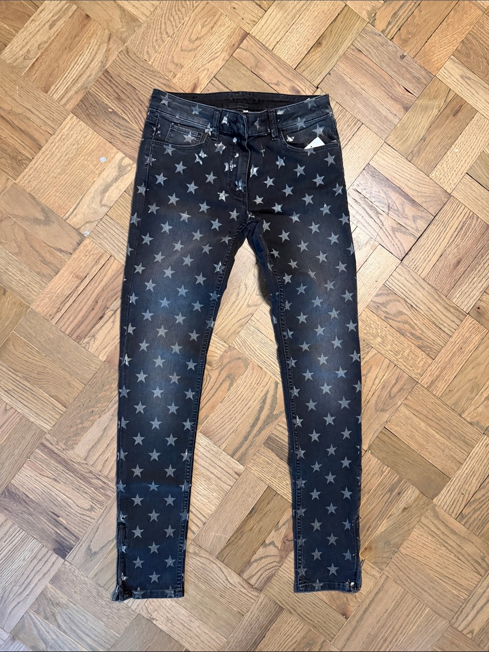 Sandro  Black Star-Print Skinny Jeans size european 38 about a U.S 27-28 small